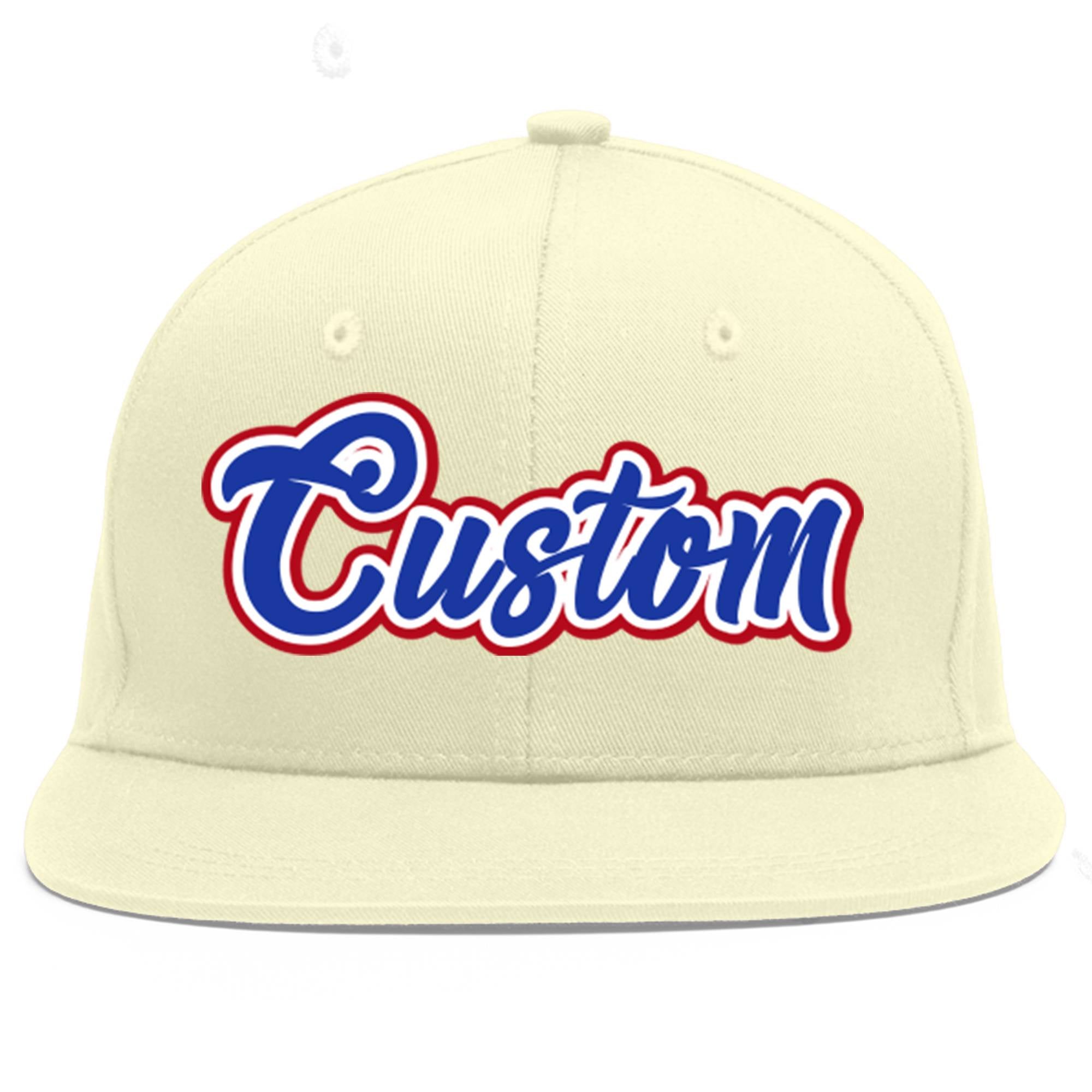 Casquette de baseball sport personnalisée crème Royal-White Flat Eaves