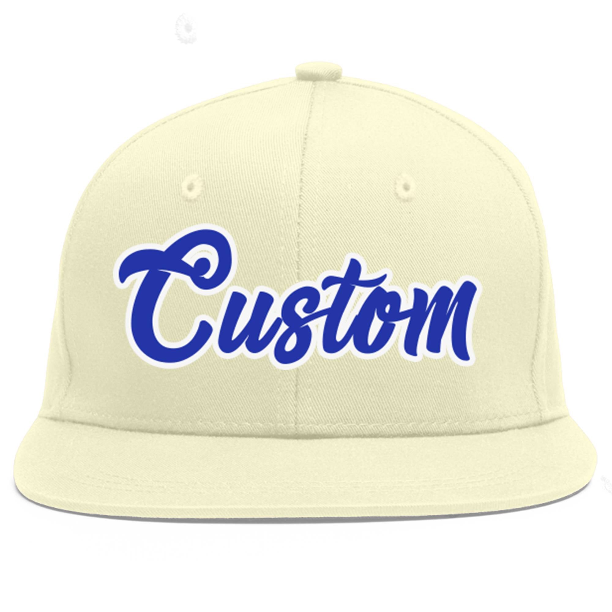 Casquette de baseball sport personnalisée crème Royal-White Flat Eaves