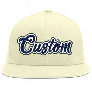 Casquette de baseball sport à Eaves plates bleu marine-blanc crème personnalisée