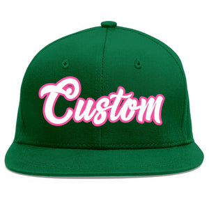 Casquette de baseball sport personnalisée vert blanc-rose Flat Eaves