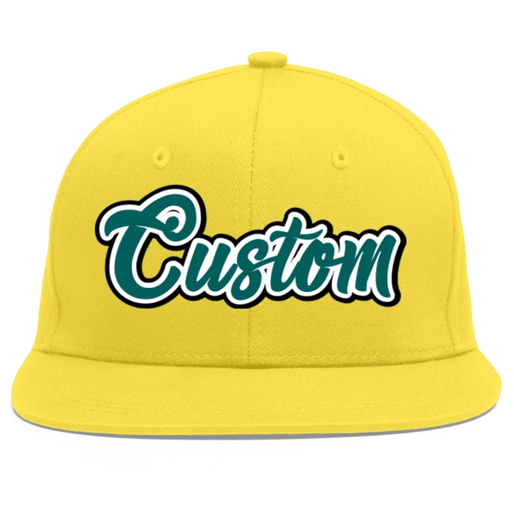 Custom Light Gold Aqua-White Flat Eaves Sport Baseball Cap