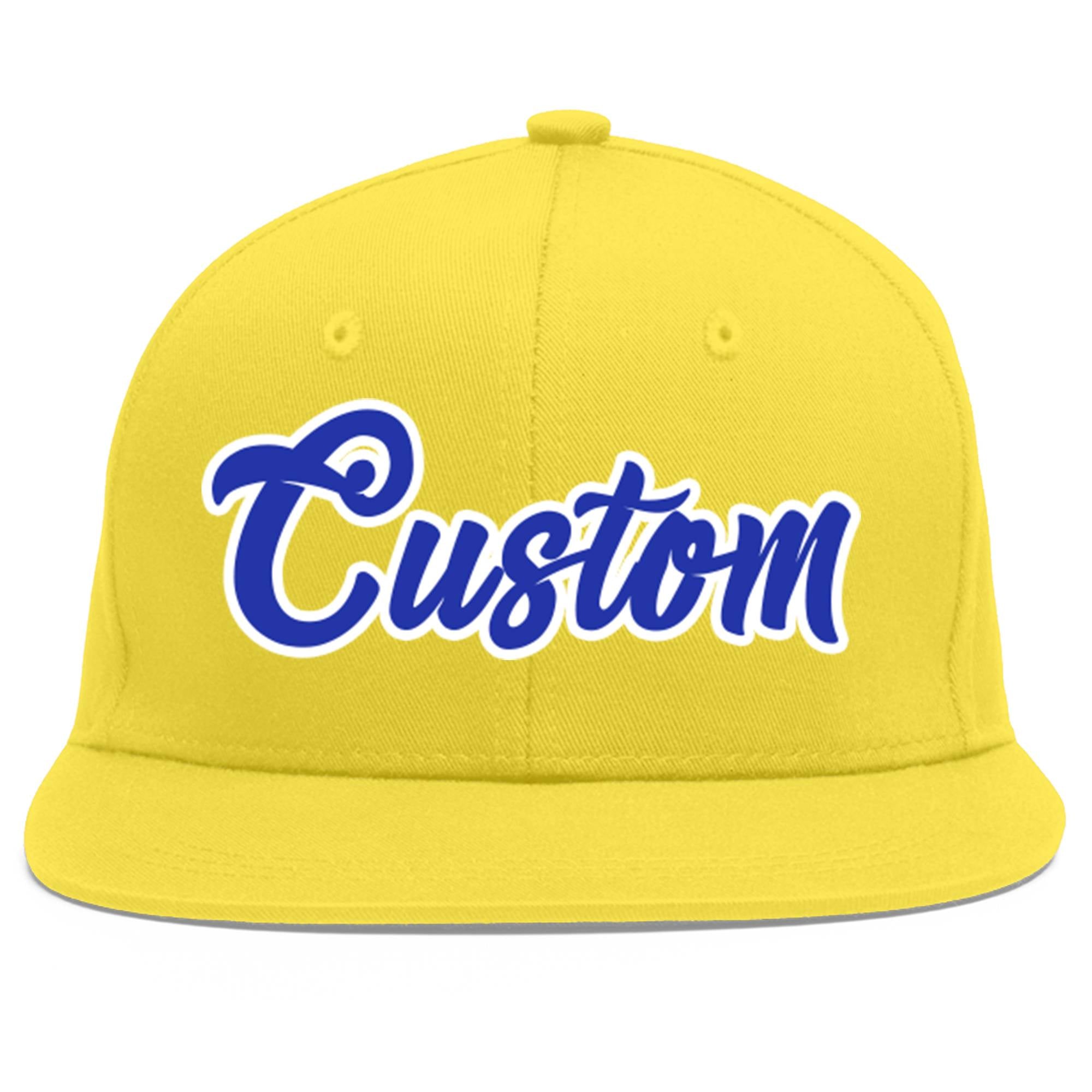 Casquette de baseball sport personnalisée en or clair Royal-White Flat Eaves