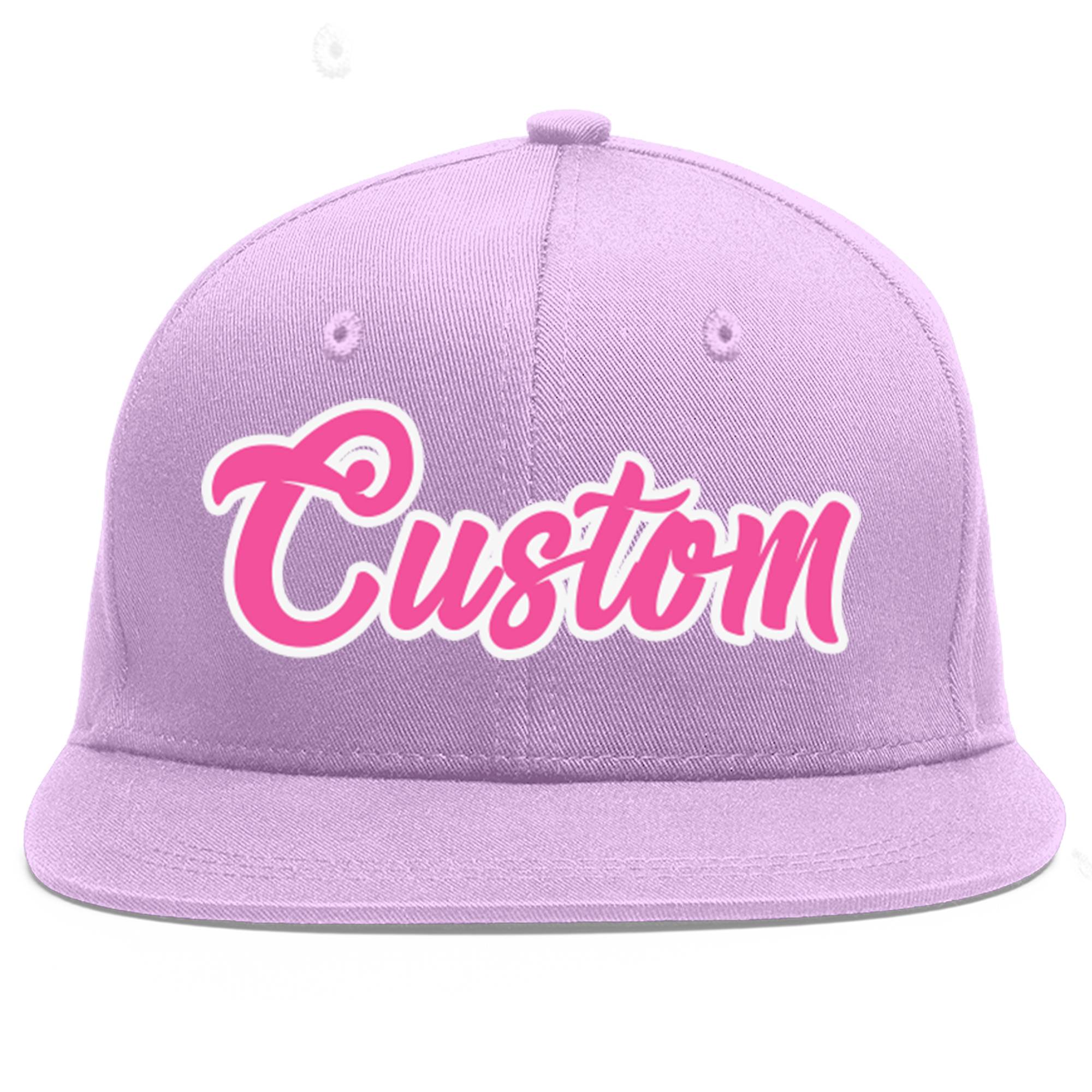 Casquette de baseball de sport personnalisée, violet clair, rose et blanc, avec avant-toit plat