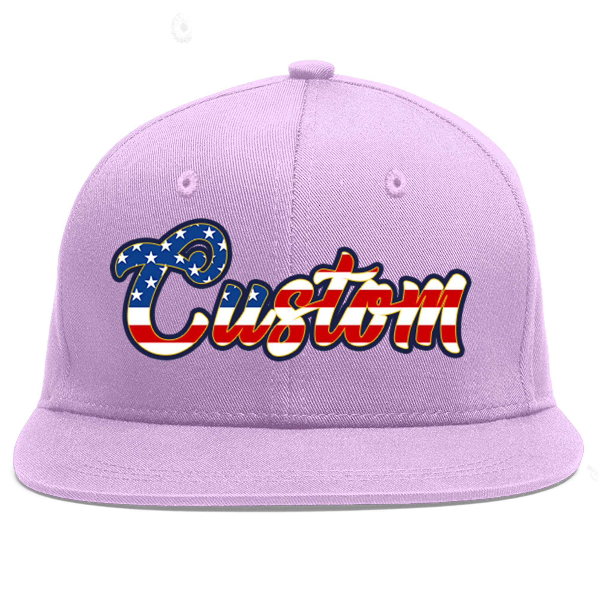 Custom Light Purple Vintage USA Flag-Gold Flat Eaves Sport Baseball Cap