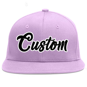 Casquette de baseball de sport personnalisée, violet clair, noir et blanc, avec avant-toit plat