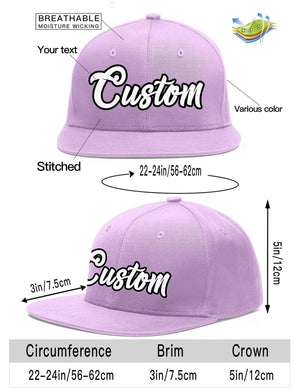 Custom Light Purple White-Black Flat Eaves Sport Baseball Cap