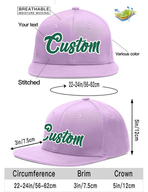 Custom Light Purple Kelly Green-White Flat Eaves Sport Baseball Cap