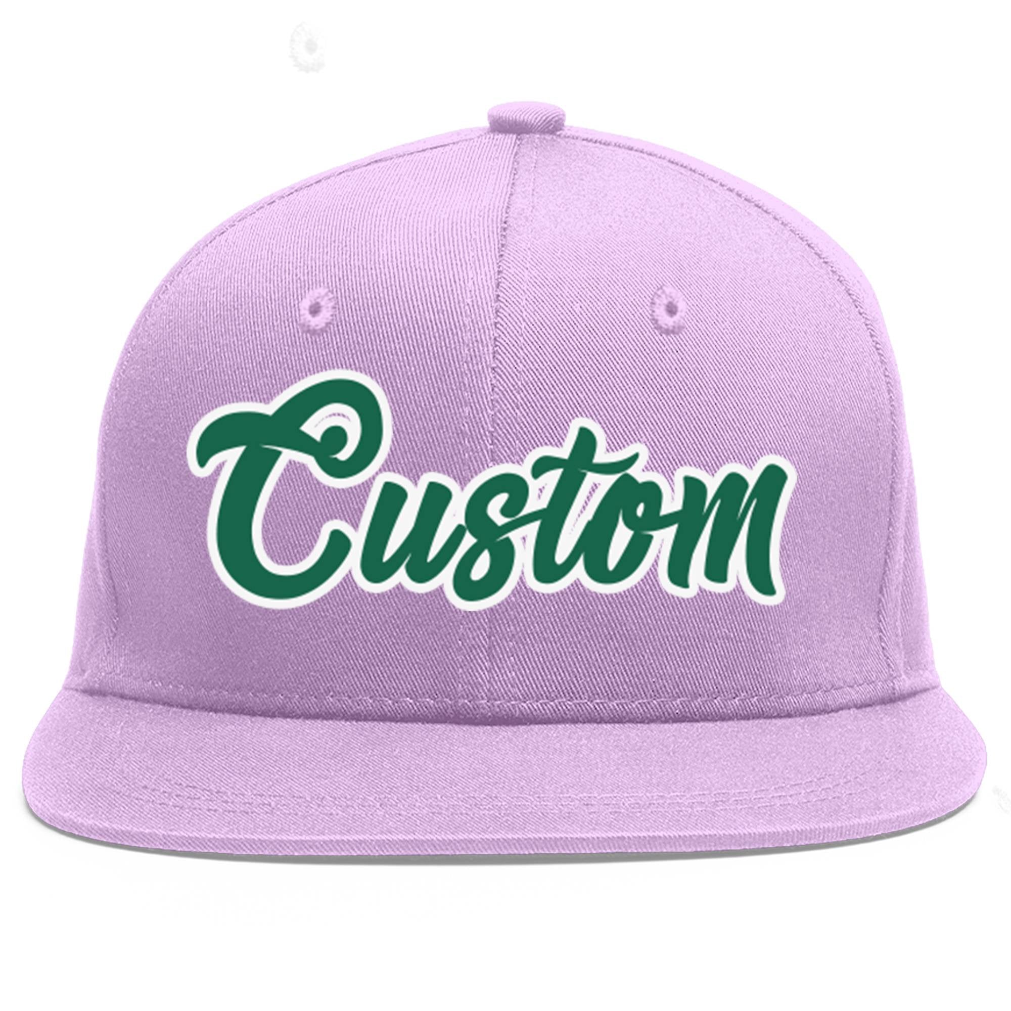 Casquette de baseball sport personnalisée violet clair Kelly vert-blanc avec avant-toit plat