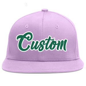 Custom Light Purple Kelly Green-White Flat Eaves Sport Baseball Cap