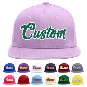 Custom Light Purple Kelly Green-White Flat Eaves Sport Baseball Cap