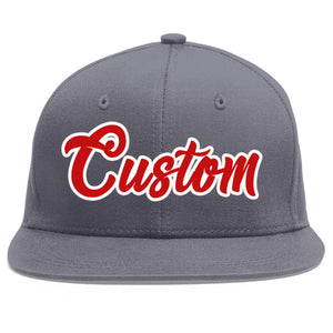 Casquette de baseball sport personnalisée gris foncé rouge-blanc