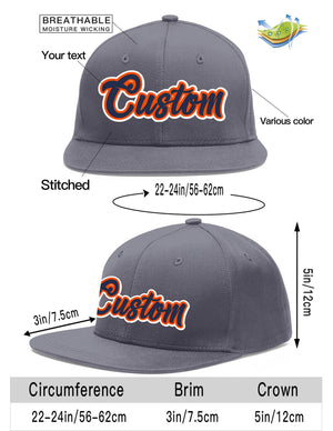 Casquette de baseball sport personnalisée gris foncé marine-orange Flat Eaves