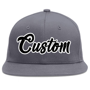 Casquette de baseball sport personnalisée gris foncé noir-blanc