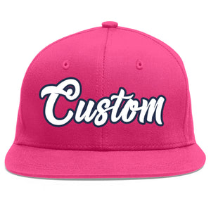 Casquette de baseball sport personnalisée Rose rouge blanc-marine Flat Eaves