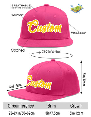 Custom Rose Red Gold-White Flat Eaves Sport Baseball Cap