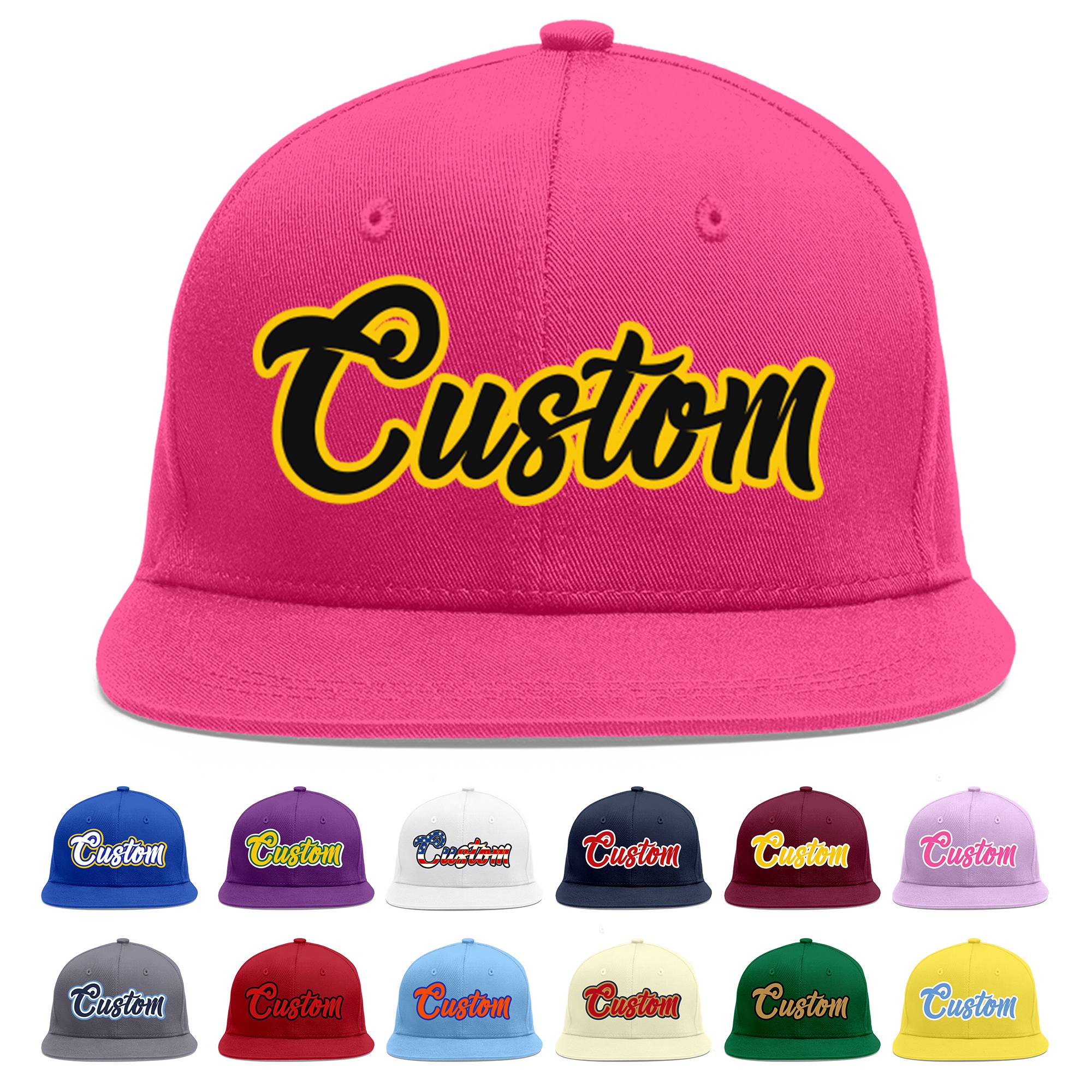 Custom Rose Red Black-Gold Flat Eaves Sport Baseball Cap