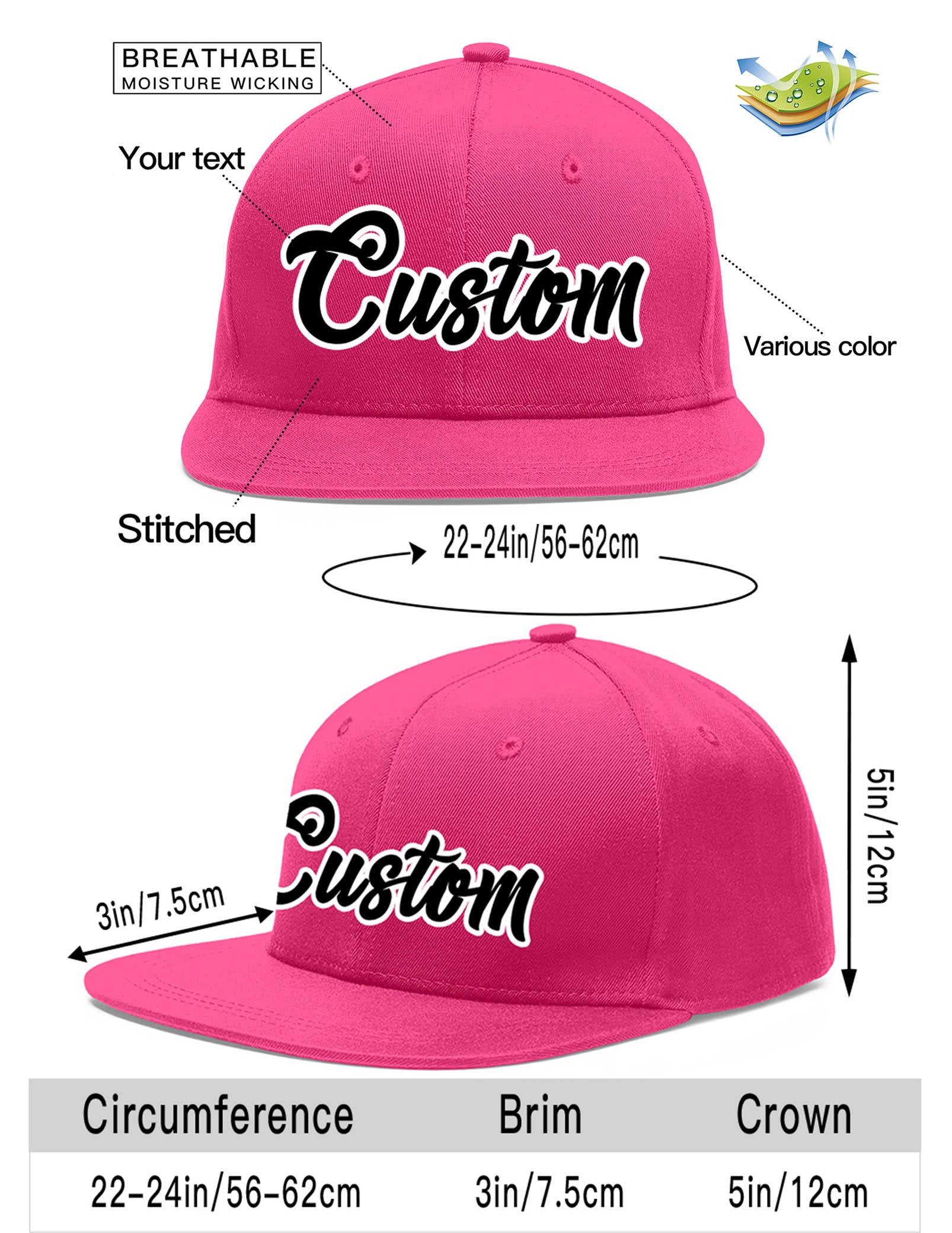 Custom Rose Red Black-White Flat Eaves Sport Baseball Cap