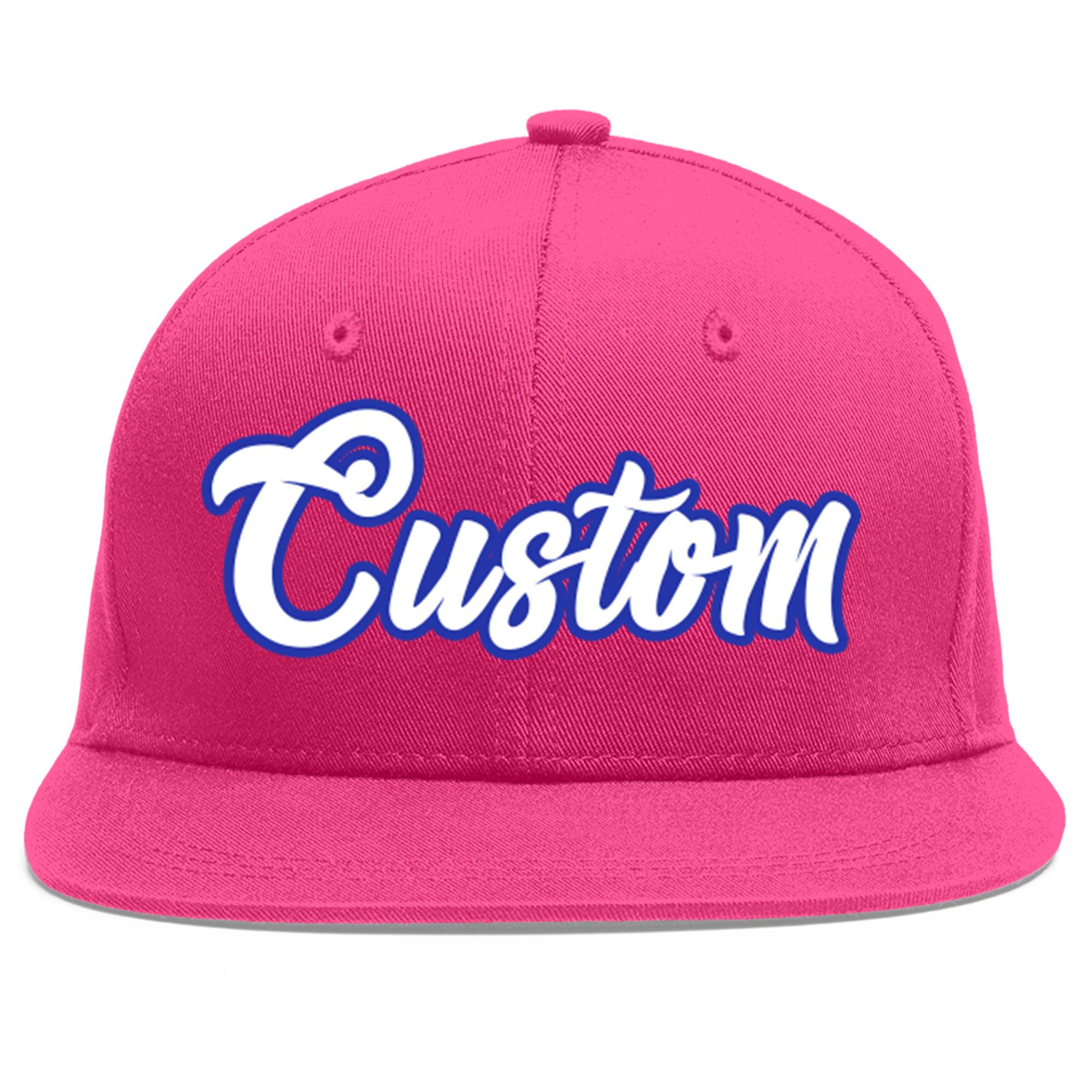 Custom Rose Red White-Royal Flat Eaves Sport Baseball Cap