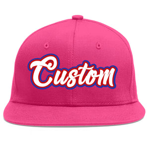 Custom Rose Red White-Red Flat Eaves Sport Baseball Cap