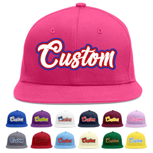 Custom Rose Red White-Red Flat Eaves Sport Baseball Cap