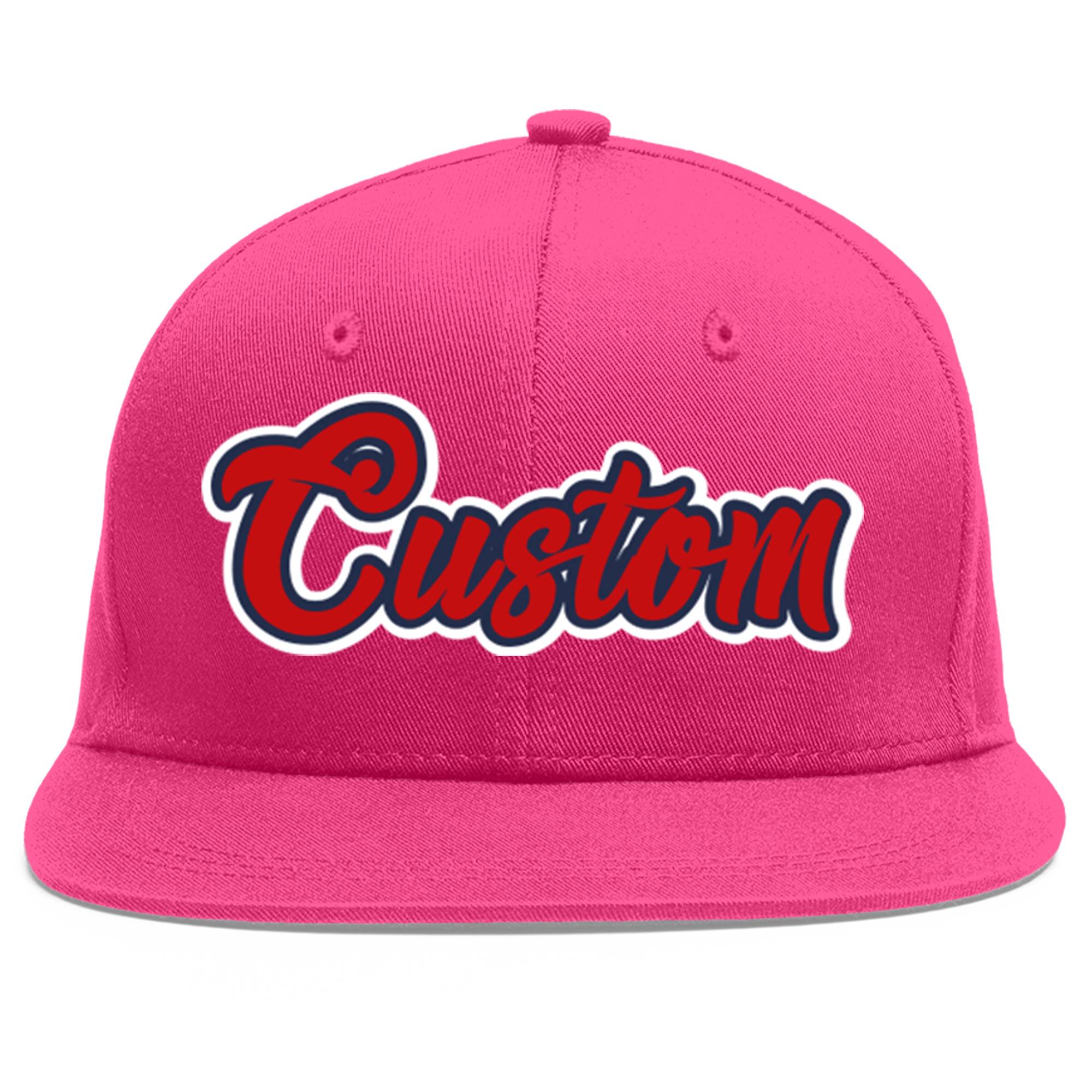 Casquette de baseball sport personnalisée Rose rouge rouge-marine Flat Eaves