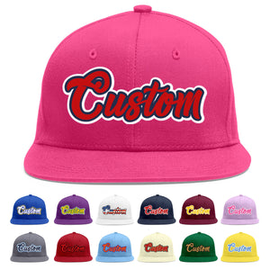 Custom Rose Red Red-Navy Flat Eaves Sport Baseball Cap