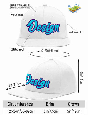 Custom White Light Blue-purple Flat Eaves Sport Baseball Cap Design for Men/Women/Youth