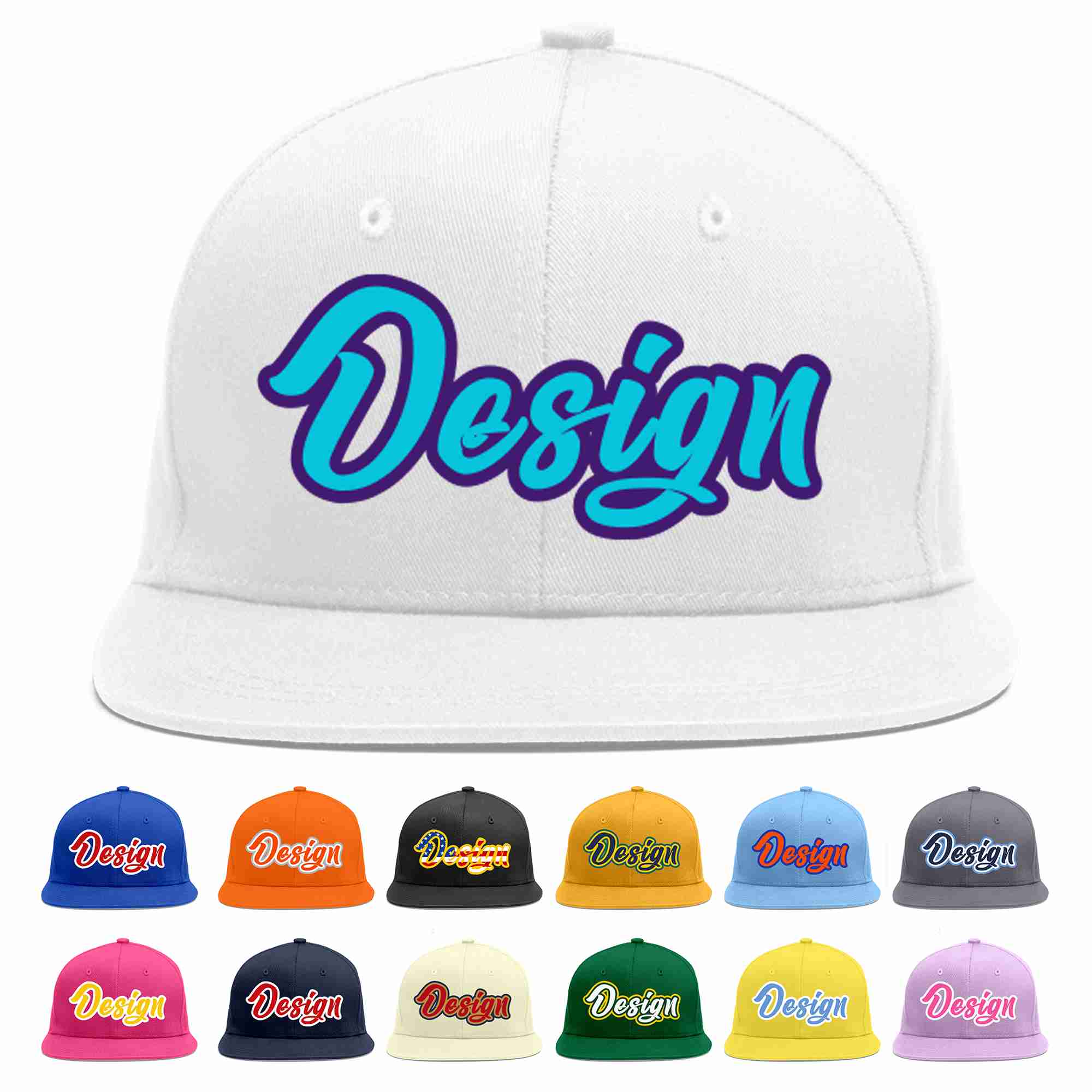 Custom White Light Blue-purple Flat Eaves Sport Baseball Cap Design for Men/Women/Youth