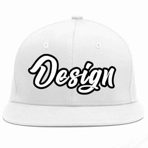 Custom White White-Black Flat Eaves Sport Baseball Cap Design for Men/Women/Youth