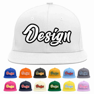 Custom White White-Black Flat Eaves Sport Baseball Cap Design for Men/Women/Youth