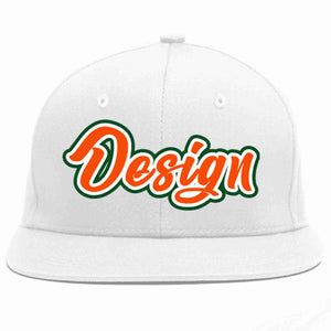 Custom White Orange-White Flat Eaves Sport Baseball Cap Design for Men/Women/Youth