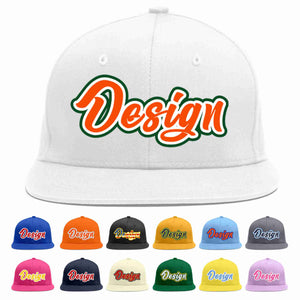 Custom White Orange-White Flat Eaves Sport Baseball Cap Design for Men/Women/Youth