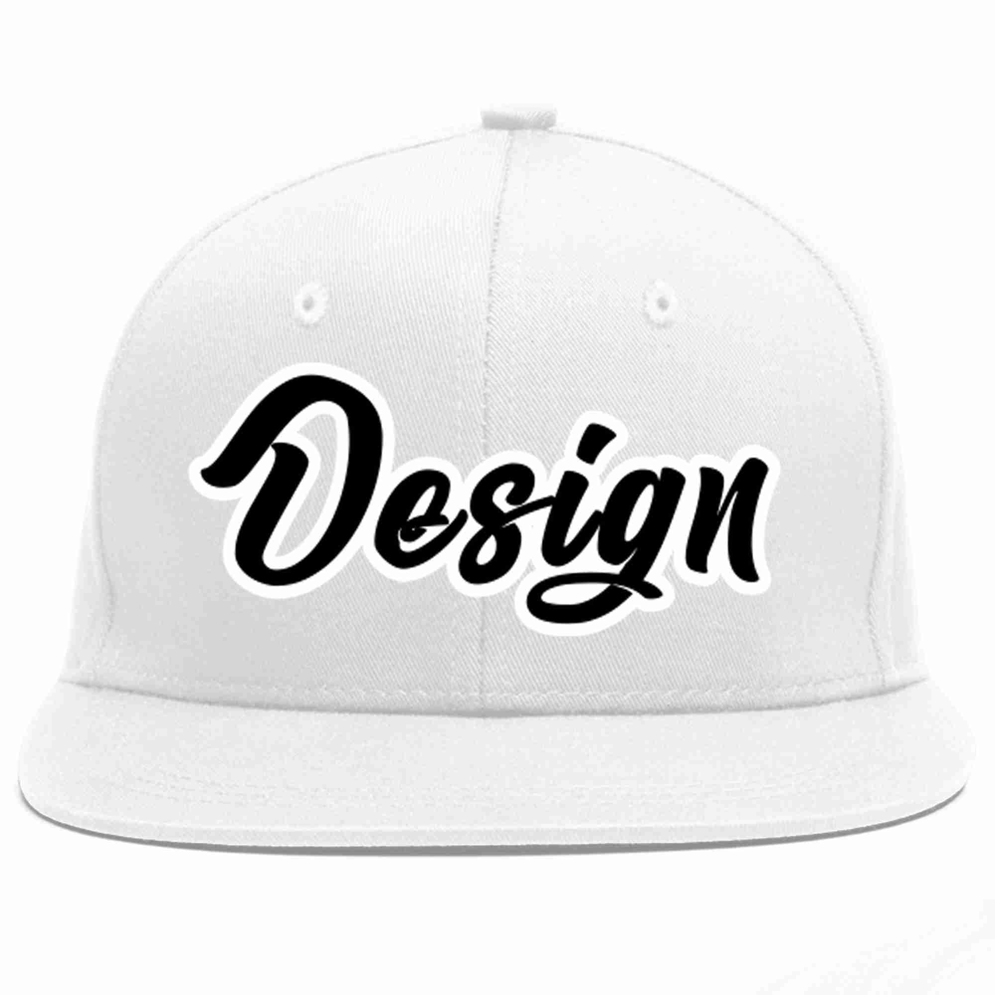 Conception personnalisée de casquette de baseball de sport à avant-toit plat blanc noir-blanc pour hommes/femmes/jeunes