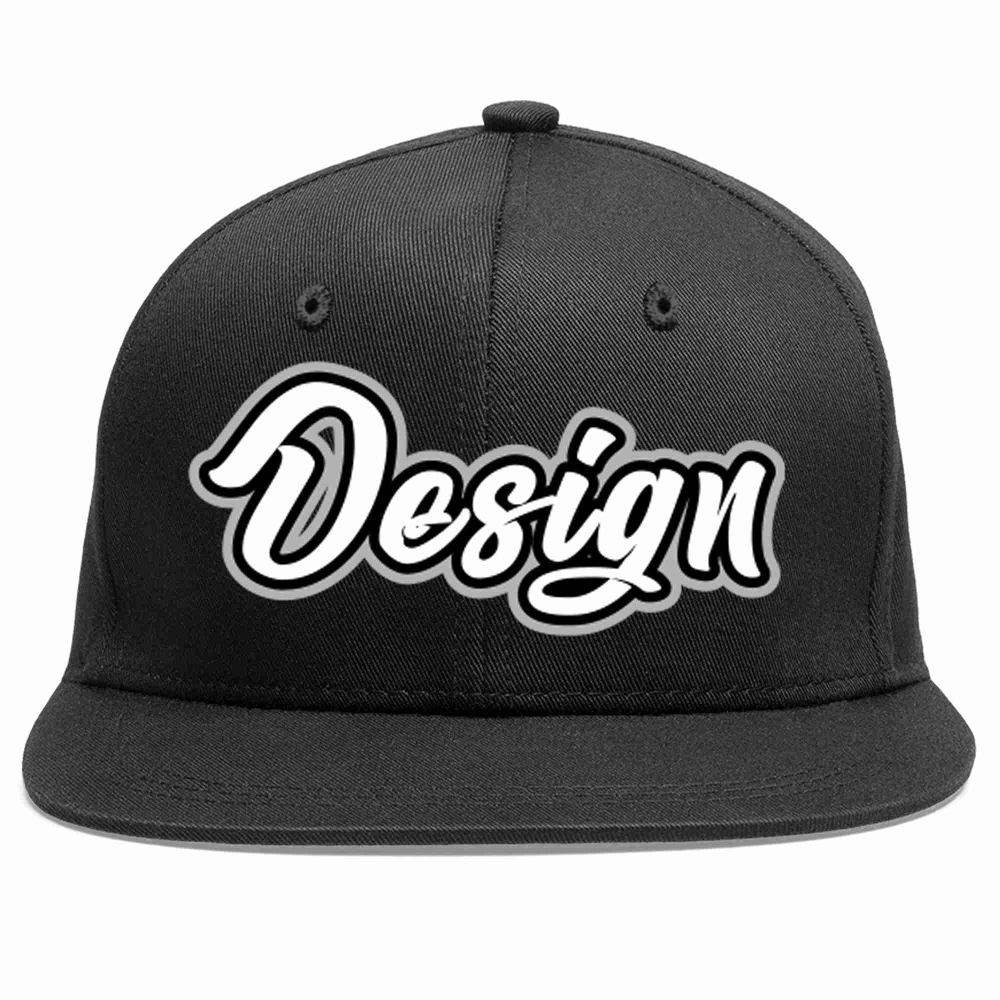 Conception personnalisée de casquette de baseball de sport à avant-toit plat noir blanc-noir pour hommes/femmes/jeunes