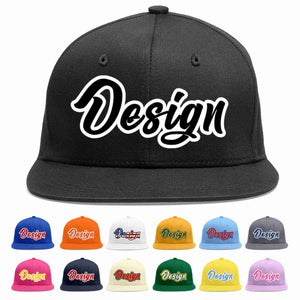 Custom Black Black-White Flat Eaves Sport Baseball Cap Design for Men/Women/Youth