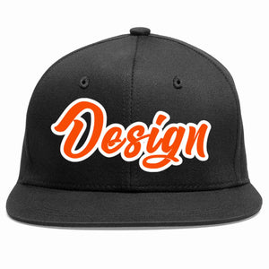 Conception personnalisée de casquette de baseball de sport à avant-toit plat noir orange-blanc pour hommes/femmes/jeunes