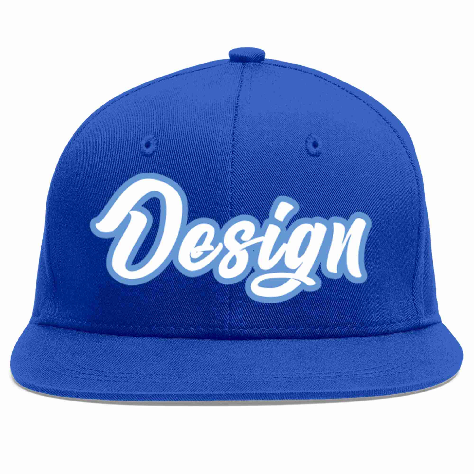 Custom Royal White-Light Blue Flat Eaves Sport Baseball Cap Design for Men/Women/Youth