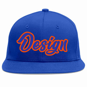 Custom Royal Royal-Orange Flat Eaves Sport Baseball Cap Design for Men/Women/Youth