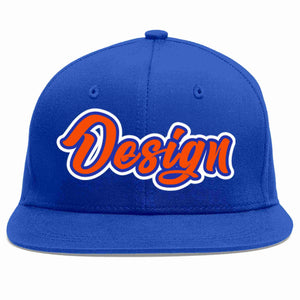 Casquette de baseball personnalisée Royal Orange-Royal Flat Eaves Sport pour hommes/femmes/jeunes