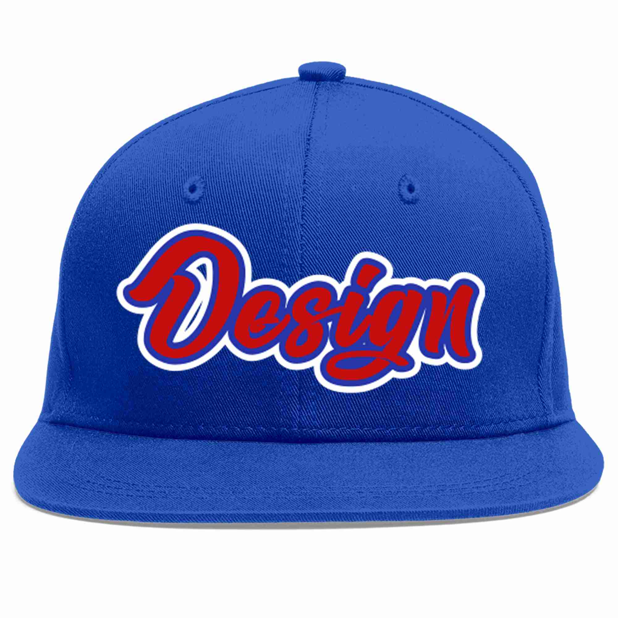 Custom Royal Red-Royal Flat Eaves Sport Baseball Cap Design for Men/Women/Youth