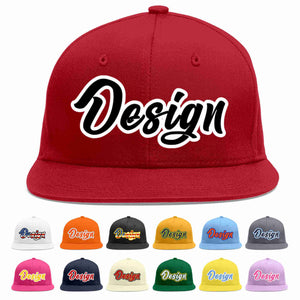 Custom Red Black-White Flat Eaves Sport Baseball Cap Design for Men/Women/Youth