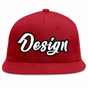 Custom Red White-Black Flat Eaves Sport Baseball Cap Design for Men/Women/Youth