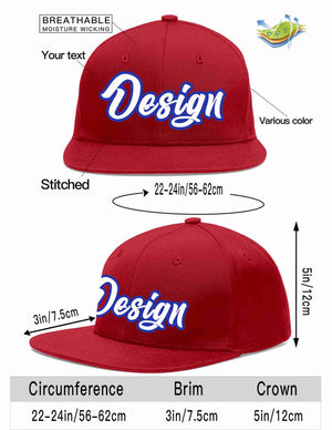 Custom Red White-Royal Flat Eaves Sport Baseball Cap Design for Men/Women/Youth