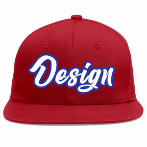 Custom Red White-Royal Flat Eaves Sport Baseball Cap Design for Men/Women/Youth