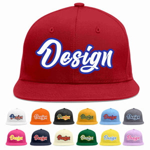 Custom Red White-Royal Flat Eaves Sport Baseball Cap Design for Men/Women/Youth