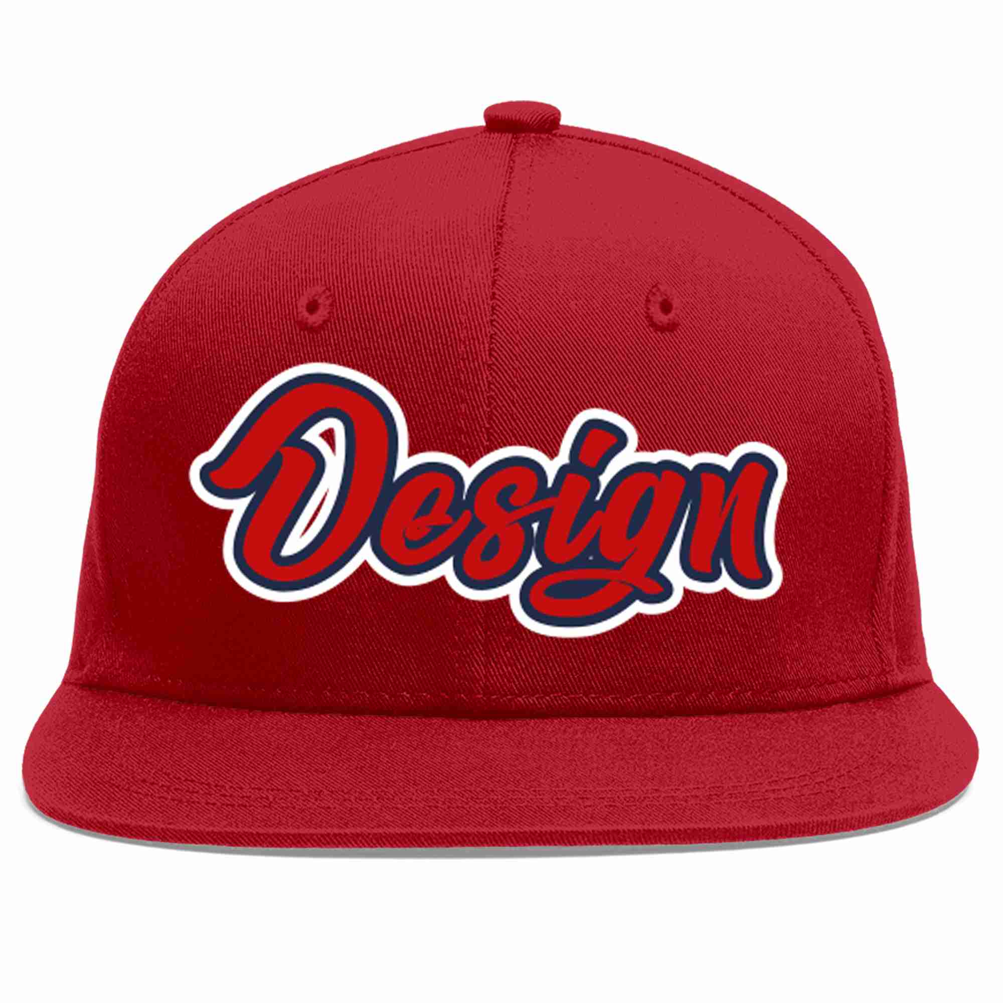 Custom Red Red-Navy Flat Eaves Sport Baseball Cap Design for Men/Women/Youth