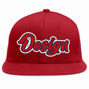 Conception personnalisée de casquette de baseball de sport à avant-toit plat rouge-marine rouge pour hommes/femmes/jeunes