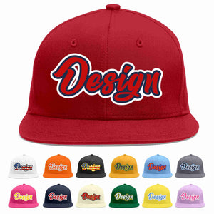 Conception personnalisée de casquette de baseball de sport à avant-toit plat rouge-marine rouge pour hommes/femmes/jeunes