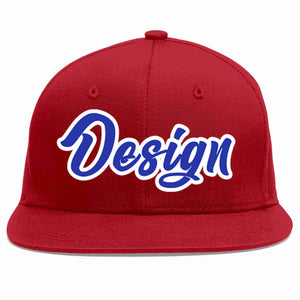 Custom Red Royal-White Flat Eaves Sport Baseball Cap Design for Men/Women/Youth