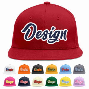 Conception personnalisée de casquette de baseball de sport à avant-toit plat rouge marine-blanc pour hommes/femmes/jeunes